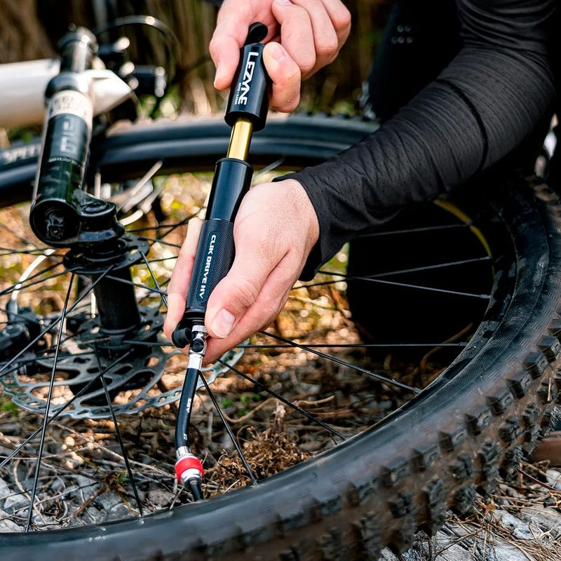 LEZYNE CLIK Drive Hand Pump - Compact Lightweight CNC-Machined Aluminum Bicycle Tire Inflation Pump for Road, MTB & Gravel Bikes | Flex Hose, Frame Mount Included - Image 3